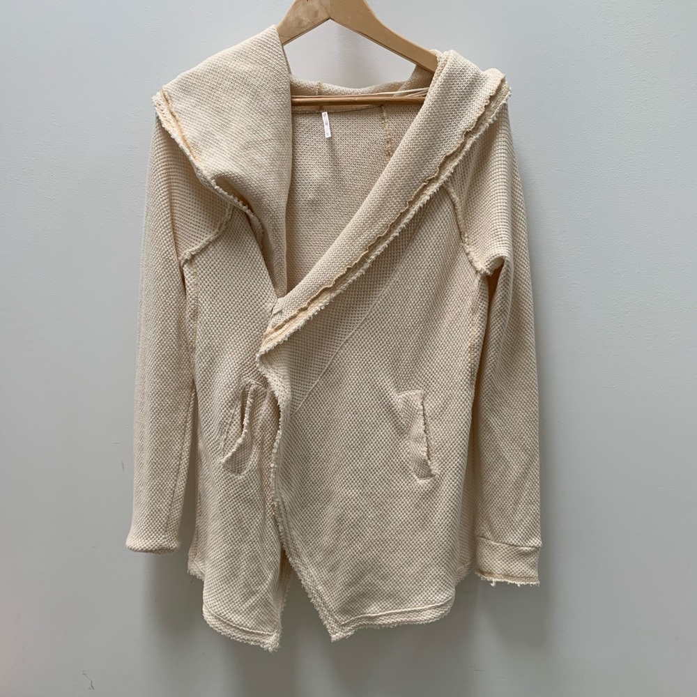 Free People cream knit oversized cardigan